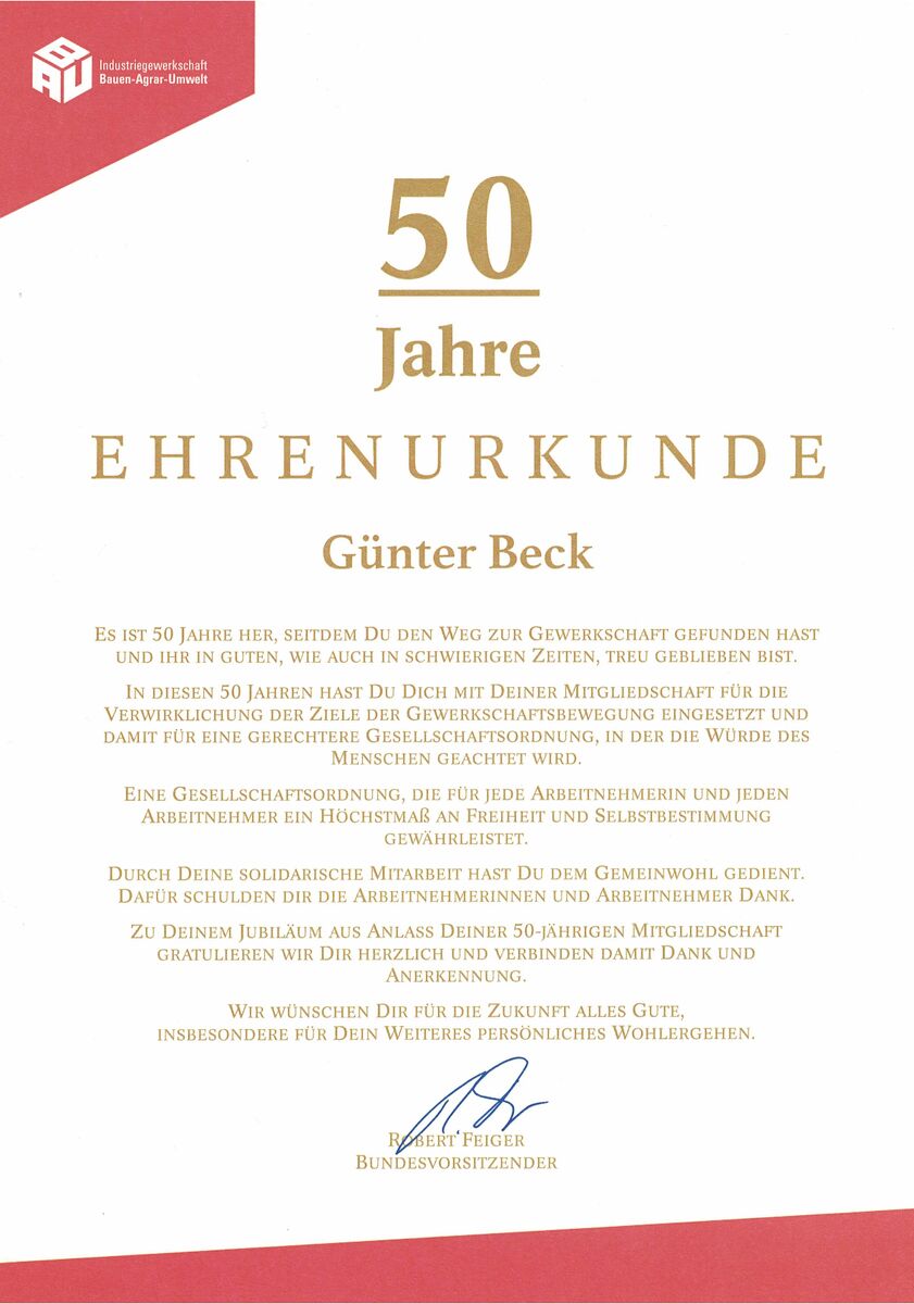 50 Jahre Gewerkschaft